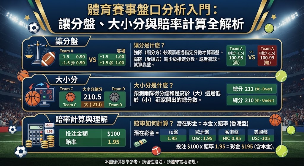 想把剛學會的讓分與大小分技巧化為勝率？馬上用實戰盤口驗證你的分析眼光！